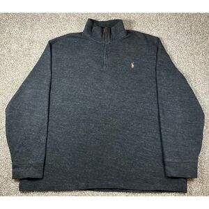 Polo Ralph Lauren Mens XL Estate Rib 1/4 Zip Pullover Charcoal Grey Sweater
